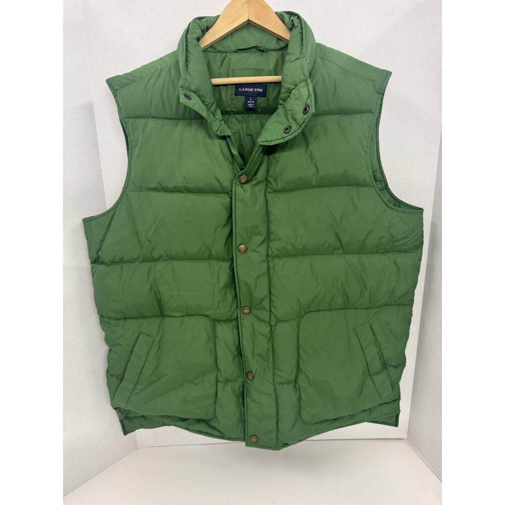 Lands' End Men's Vintage Down Puffer Vest Size L 42 Green